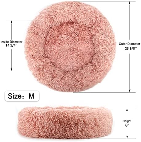 NOYAL Donut Dog Bed for Small Medium Pets, Plush Calming Faux Fur