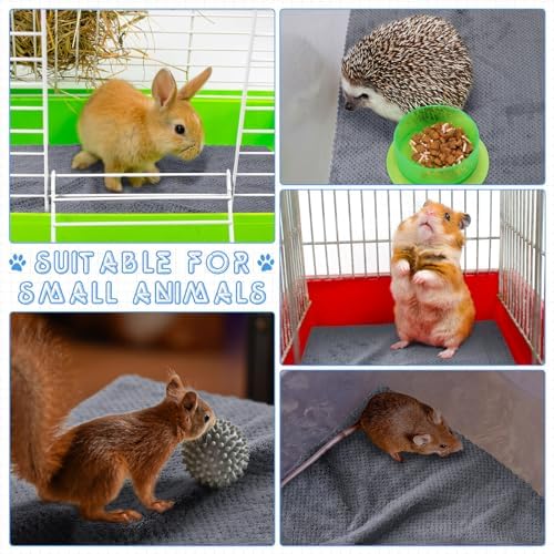 VitalCozy 10Pcs Guinea Pig Cage Liner Washable, Grid, 18x24 Inch, Gray