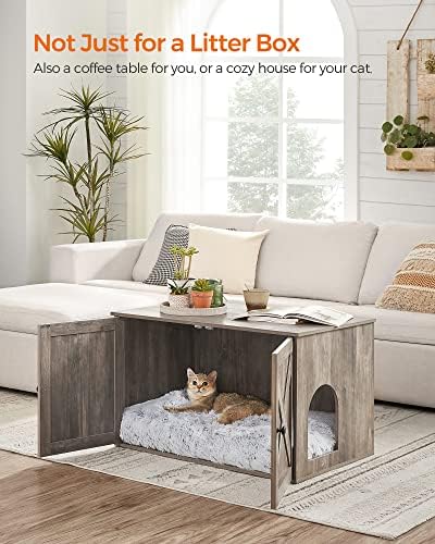 Feandrea Cat Litter Box Enclosure, End Table, 31.5 x 20.9 x 19.7 Inches