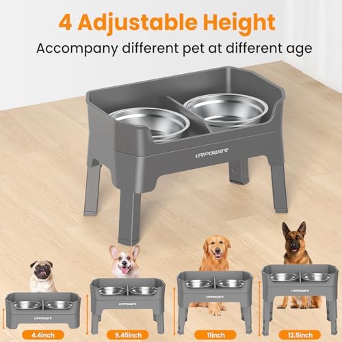 URPOWER Elevated Dog Bowls, 3-in-1 Double Deck Raised Dog Bowl Stand