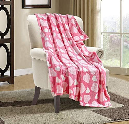 Valerian Luxury Velvet Super Soft Light Weight Blanket Prints Fleece Throw - All Year Round Home Decor, Fuzzy Warm and Cozy Throws, Couch and Gift, 50 x 60inch, Jasmine Heart