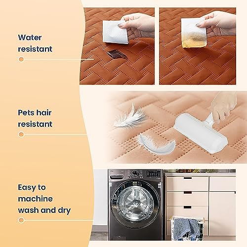 gogobunny 100% Double Sided Waterproof Dog Blanket Soft Pet Bed Cover Reversible Protect Furniture Couch Sofa Car for Puppy Cat Kids (Dark Pumpkin/Light Pumpkin, 82x102 Inch (Pack of 1))