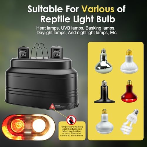 MIXJOY Dual Reptile Light Fixture, Max 160W Each Heat Lamp Fixture with Separate Switches, Fits Reptile Light/Heat Lamp/UVB Light for Lizards, Turtles, Snakes, and Amphibians