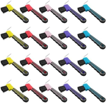 Zhehao 20 Pieces Horse Hoof Pick Brush with Soft Rubber Handle Portable Hoof Pick with Brush, Random Colors