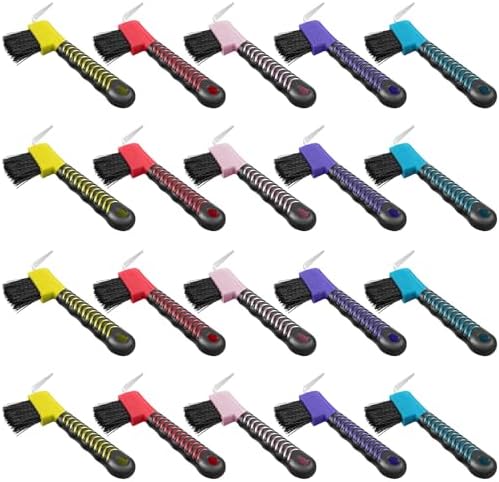 Zhehao 20 Pieces Horse Hoof Pick Brush with Soft Rubber Handle Portable Hoof Pick with Brush, Random Colors