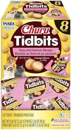 INABA Churu Tidbits Chewy Cat Treats, Tuna Salmon, 8ct