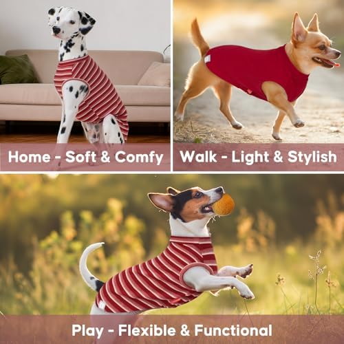 KYEESE 2Pack Waffle Dog Shirt for Small Medium Dogs Striped Dog Sweater