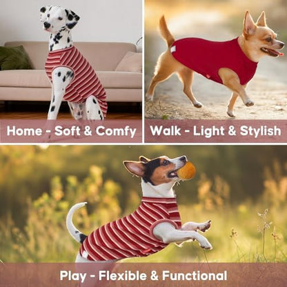 KYEESE 2Pack Waffle Dog Shirt for Small Medium Dogs Striped Dog Sweater