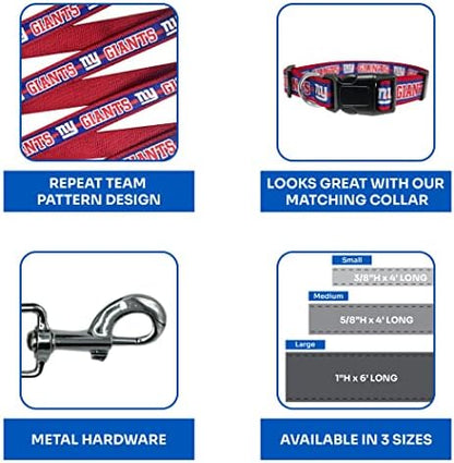 Pets First NFL Licensed New York Giants Pet Leash, Size Small – Durable Satin Dog & Cat Walking Strap and Pet Tether with Embroidered Team Name & Logo