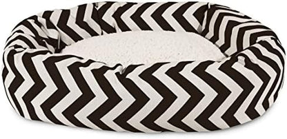 Majestic Pet Chevron Sherpa Bagel Bed, Black, 32-Inch