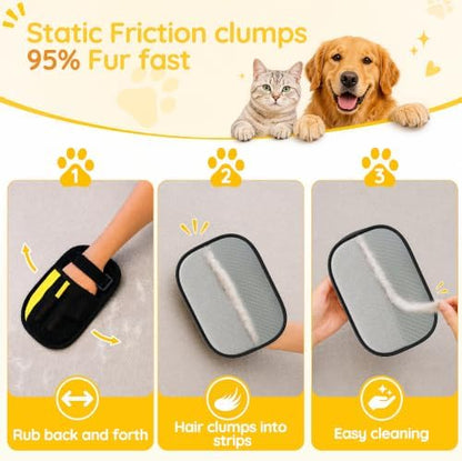 Pet Hair Removal Glove: Static Friction Clumps 95% Fur Fast