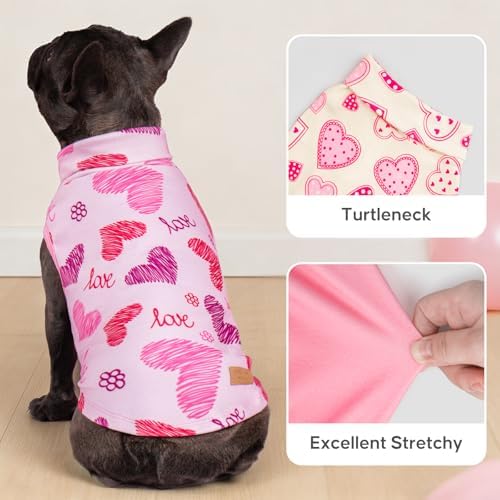 KYEESE 3Pack Valentines Dog Sweater, Soft Dog Sweaters for Small Dogs, Stretchy Dogs Sweatshirt, Fleece Pet Clothes, Warm Turtleneck Small Pet Sweater, Comfy Pets Shirt Vest,L