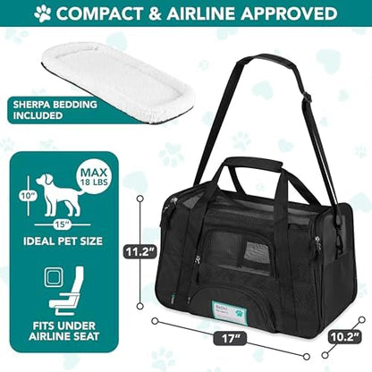 PetAmi Airline Approved Pet Carrier for Cats & Small Dogs, Small, Black