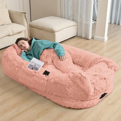 YAEM Pink Human Dog Bed, 71"x45"x12" Orthopedic Giant Dog Bed for Humans