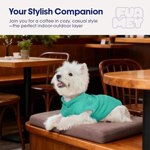 FUAMEY Dog Fleece Vest for Small Dogs,Warm Stretchy Dog Sweatshirts Pullover with Leash Hole Dogs Sweater Soft Pet Turtleneck Cozy Pet Vest Lightweight Sleeveless Cyan XS