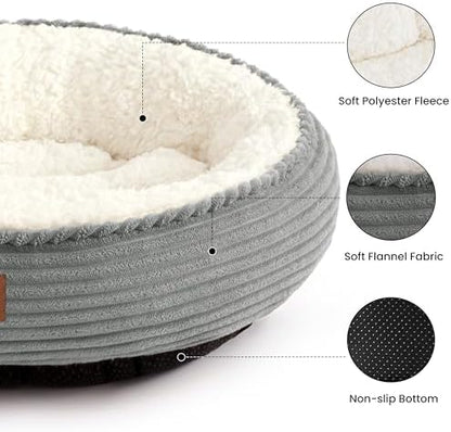 Love's cabin Round Donut Cat and Dog Cushion Bed, 30in Pet Bed for Medium or Large Dogs, Anti-Slip & Water-Resistant Bottom, Soft Durable Fabric Pet Beds, Washable Calming Cat Bed, Light Grey
