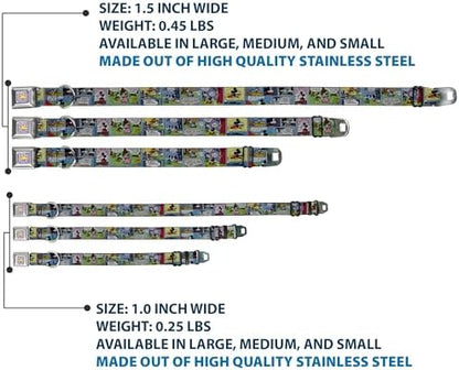 Buckle-Down Seatbelt Buckle Dog Collar - Mickey & Minnie Comic Strip - 1" Wide - Fits 11-17" Neck - Medium