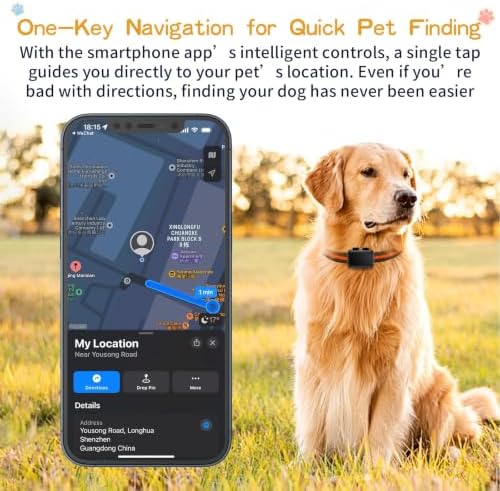 GPS Tracker for Dogs, 4G Waterproof Pet Tracker with Real-Time GPS Tracking, Virtual Fence & Location History, Subscription Required