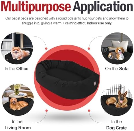 Majestic Pet 24 Inch Suede Calming Dog Bed Washable – Cozy Soft Round Dog Bed with Spine Support for Dogs to Rest Their Head - Fluffy Donut Dog Bed 24x19x7 (Inch) - Round Pet Bed Small – Black (2025)