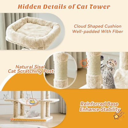 Sweetcrispy 66 Inch Cat Tree Tower for Indoor Cats and Kittens