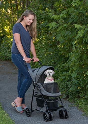 Pet Gear No-Zip Happy Trails Lite Pet Stroller, Classic Grey-Zippered
