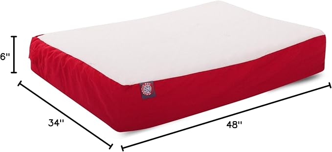 Majestic Pet 48x34x3 Inch Red Orthopedic Memory Foam Rectangle Dog Bed – Large Size Crate Dog Bed for Dogs with Joint Pain, Arthritis – Durable Pet Mattress with Egg Crate Foam, Washable Cover