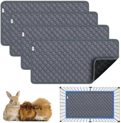 Washable Guinea Pig Cage Liner, 16"x31" Fleece Bedding 4 Pack, Gray