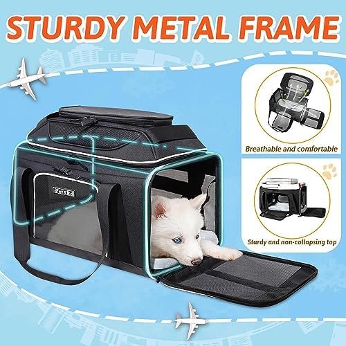 Petskd Top-Expandable Small Pet Carrier 17"x12"x8.5" Airline Approved