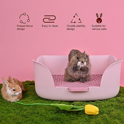 RUBYHOME Large Bunny Litter Box (15.5" x 11.1" x 6.2") Small Animal Litter Pet Toilet Potty Trainer Corner Litter Bedding Box Pet Pan for Rabbit Guinea Pig Easy to Clean (Purple)
