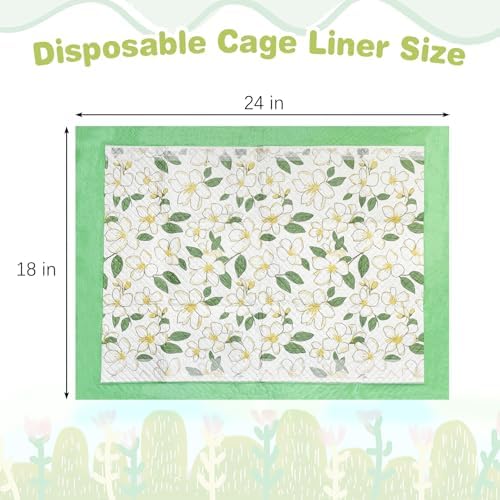 Fhiny 50 PCS Disposable Guinea Pig Pee Pads, 18'' x 24'' Super Absorbent Rabbit Cage Liner Odor Control Small Pet Cage Training Pads for Rabbit Bunny Ferret Cat Puppy and Other Small Animals