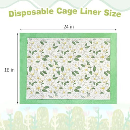 Fhiny 50 PCS Disposable Guinea Pig Pee Pads, 18'' x 24'' Super Absorbent Rabbit Cage Liner Odor Control Small Pet Cage Training Pads for Rabbit Bunny Ferret Cat Puppy and Other Small Animals