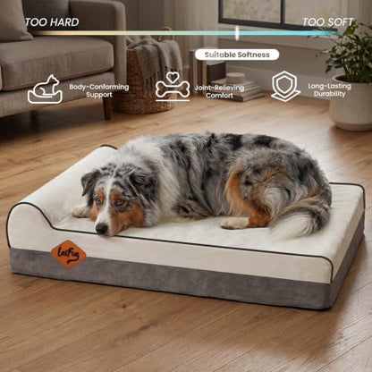 Laifug Orthopedic Memory Foam Extra Large Dog Bed with Pillow and Durable Waterproof Liner and Removable Washable Cover and Smart Design (Large (46" x 28" x 8"),Dark Green)