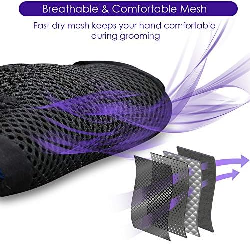 Pet Hair Removal Glove with 255 Silicone Tips for Dogs & Cats,1 Pair Purple