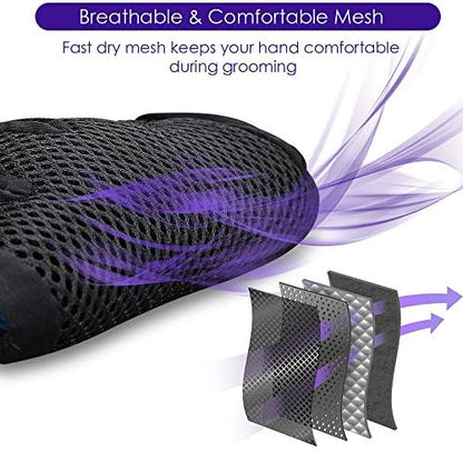 Pet Hair Removal Glove with 255 Silicone Tips for Dogs & Cats,1 Pair Purple