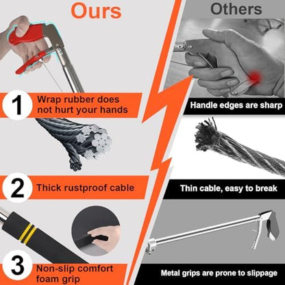 Snake Grabber Tool, 66" Snake Tongs Removal Professional Collapsible Rattlesnake Reptile Grabber Long Reach Grabber Heavy Duty Wide Jaw Handling Tool with Lock Non-Slip Foam Grip