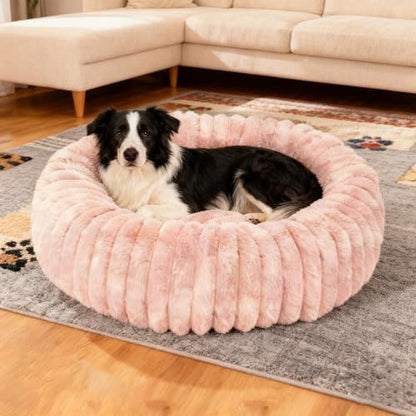 Washable Large Dog Bed,Fluffy Puppy Kitten Beds for Small Dogs(Pink,XL)