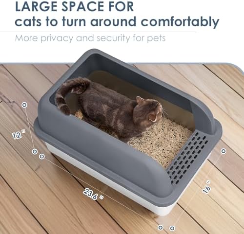 Suzzipaws XL Enclosed Stainless Steel Cat Litter Box for Big Cats