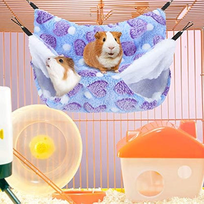 Boao 2 Pcs Guinea Pig Rat Hammock for Pet, Purple, Coffee, Heart Pattern
