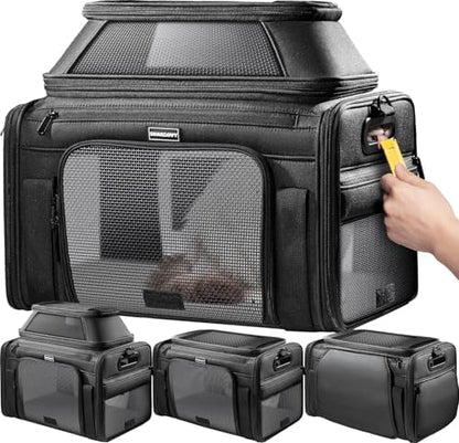 Top-Expandable Pet Carrier with Treat Pet Window,17x11x9.5 Airline Approved