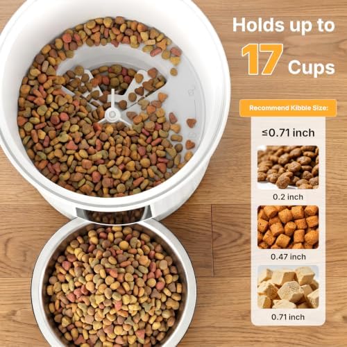 NEWBULIG Automatic Cat Feeder with APP 4L Small Dog Food Dispenser, White