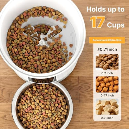 NEWBULIG Automatic Cat Feeder with APP 4L Small Dog Food Dispenser, White