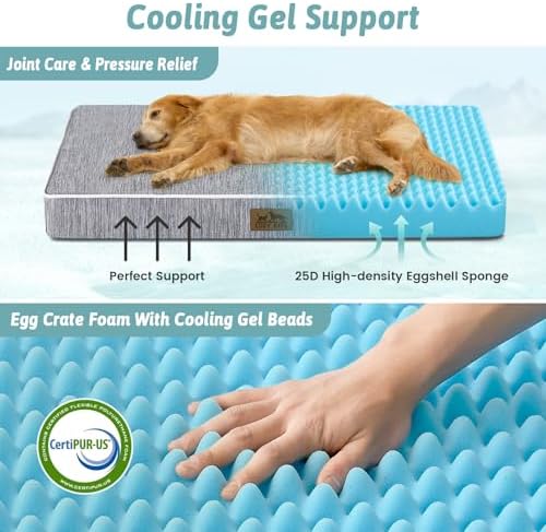 COZY KISS Cooling Orthopedic Dog Bed, Q-Max>0.5, Waterproof Lining, 36x27in