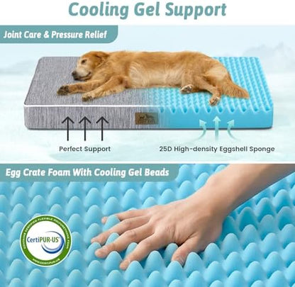 COZY KISS Cooling Orthopedic Dog Bed, Q-Max>0.5, Waterproof Lining, 36x27in