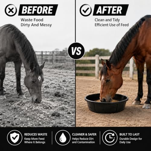 5 Pcs 3 Gallon Rubber Feed Pan with Cleaning Brush for Animals