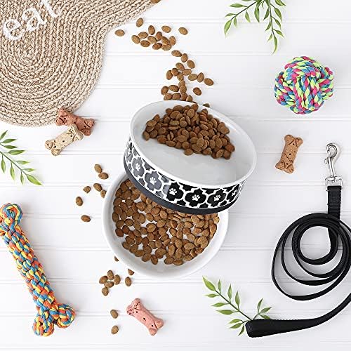 Bone Dry Lattice Collection Pet Bowl & Canister, Large Set, 7.5x2.4 inches, Black, 2 Piece