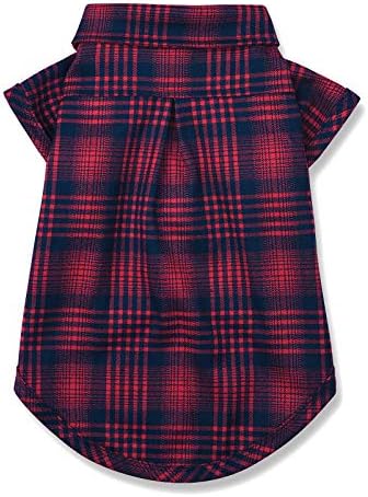 Dog Plaid Shirt for Small Dogs & Cat Snap Clothes Collared Tee Red#2 - XS
