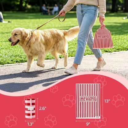 MEWANG Poop Bags for Dogs,Leak-Proof & Durable Pet Waste Bags, 9"x13", Strawberry Scented, Suit for Large, Medium, and Small Dogs, Cats, and Other Pets, 240 Count (pink)