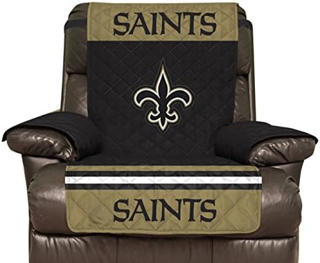 Pegasus Sports NFL New Orleans Saints Furniture Protector with Elastic Straps, Recliner, Black