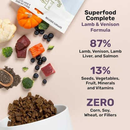 BADLANDS RANCH Air-Dried Lamb & Venison Dog Food, 87% Meat, 64 oz, 2-Pack