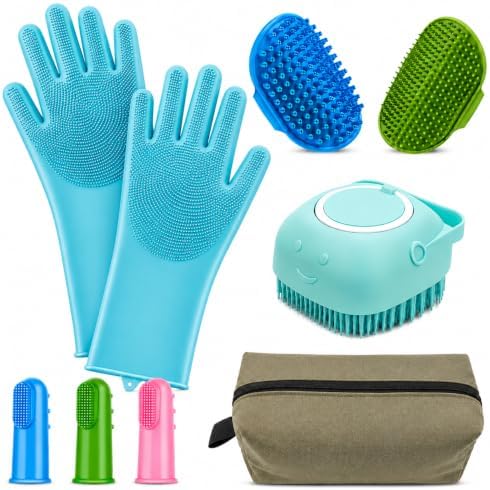 9PCS Pet Grooming & Bathing Kit with Storage Bag for Dogs & Cats